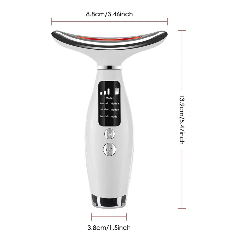 7 Colors LED Photon Therapy Face Neck Beauty Device 7 Modes 3 Levels Vibration Massage Skin Lifting Anti Wrinkle Machine Home Us