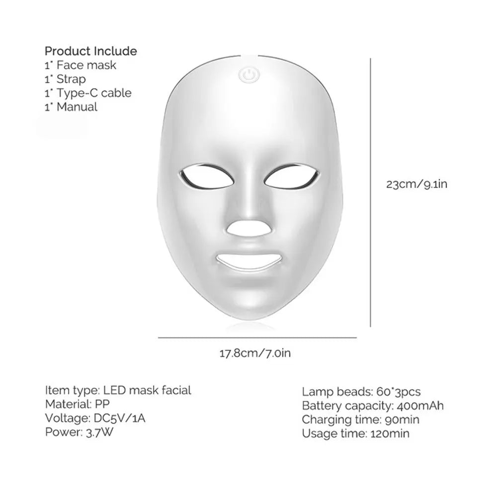Facial LED Mask 7 Colors LED Face Mask LED Repair Skin Beauty Machine Wireless Use