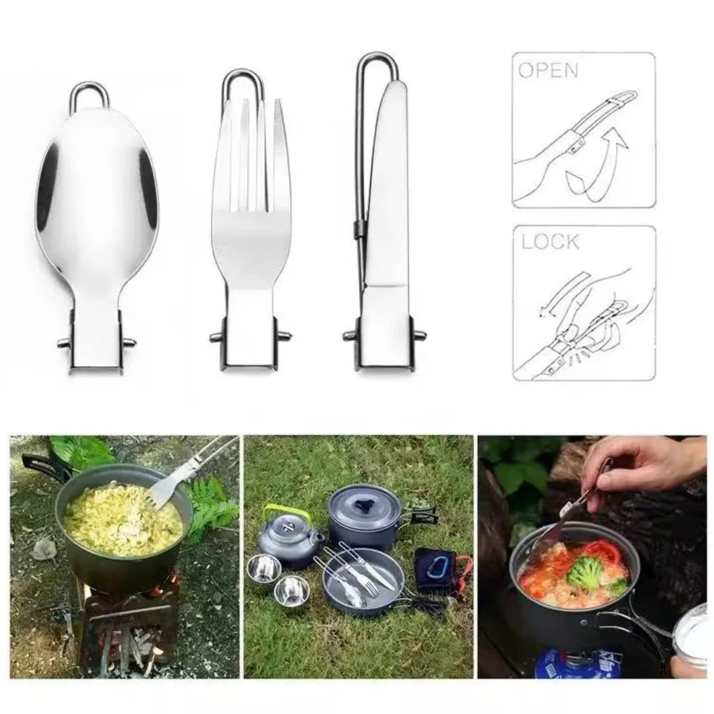 Camping Cookware Mess Kit for Backpacking Gear Camping Pots and Pans Set Camp Kitchen Equipment Accessories Pot