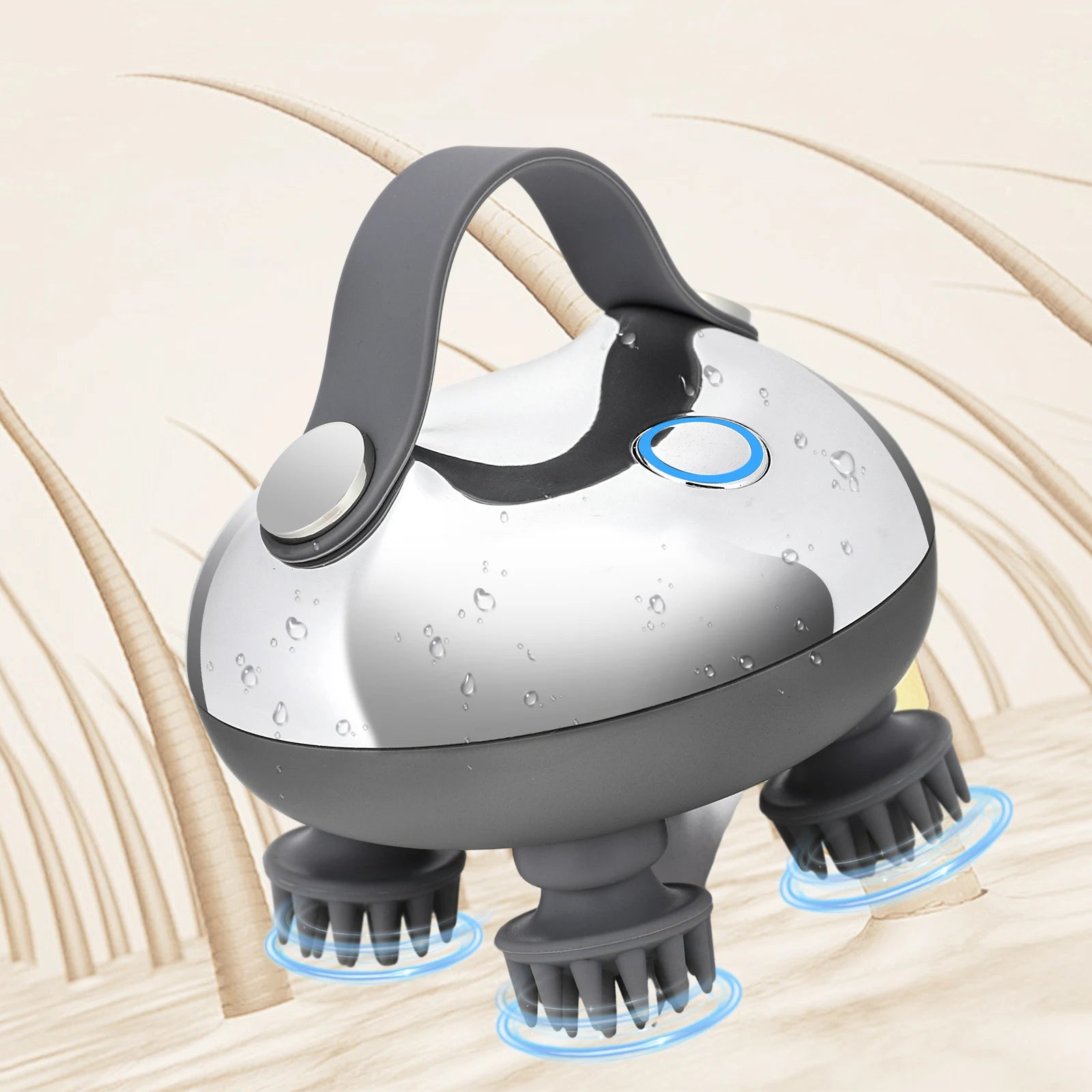 Electric Scalp Massager with 8 Silicone Massage Heads Scalp Kneading Vibrating Device IPX7 Waterproof for Body Relaxation
