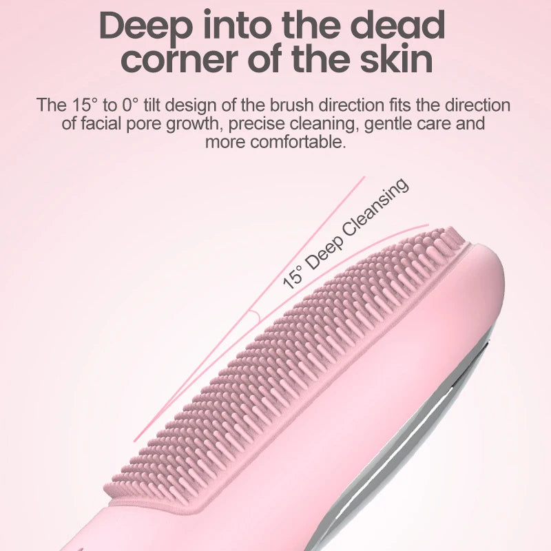 Sonic Facial Cleansing Brush Red Blue Light Electric Facial Cleanser Wash Machine Skin Pore Cleaner Mini Beauty Massager Brush