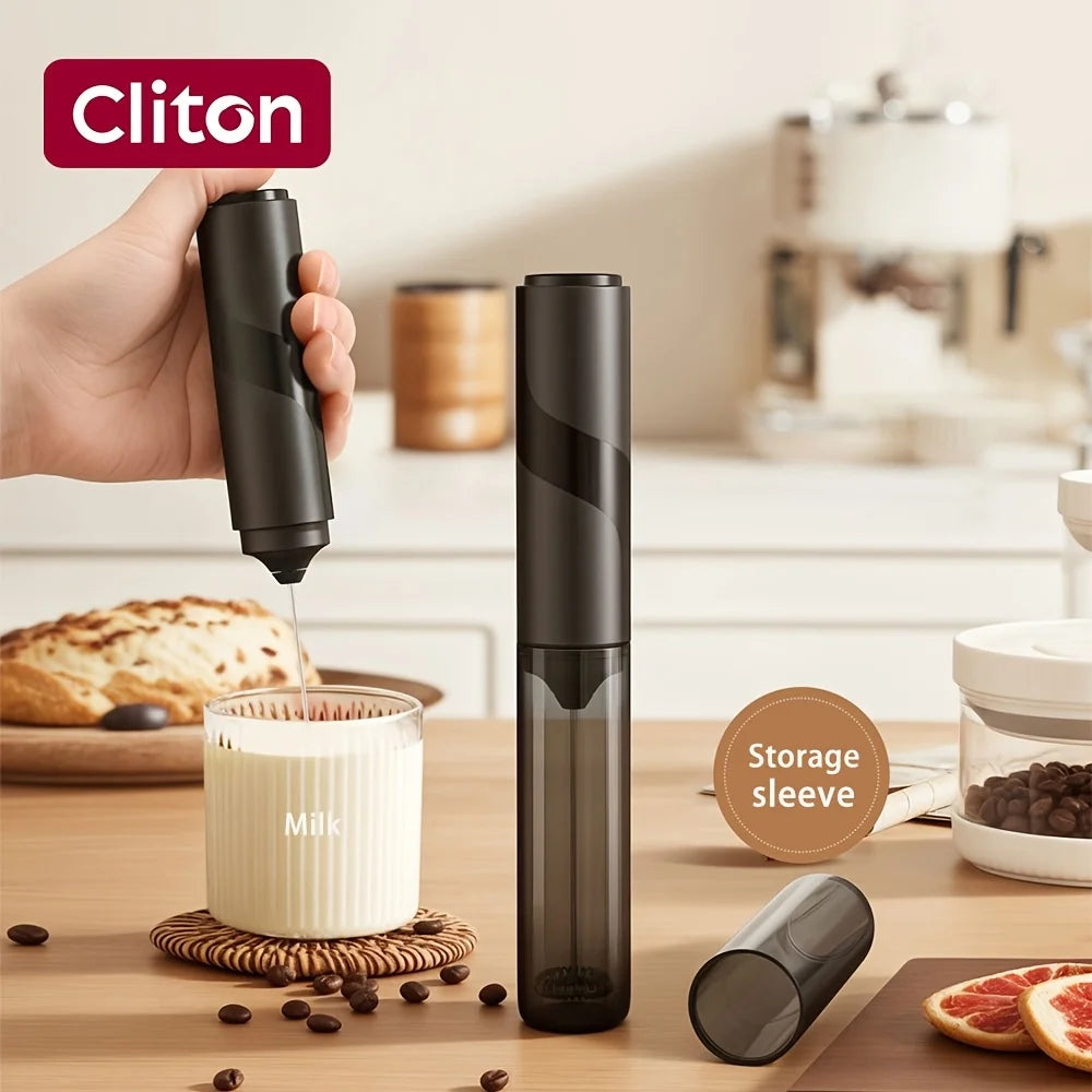 Electric Milk Frother with Storage Sleeve - Handheld Electric Milk Frother - Battery Powered (Battery Not Included)