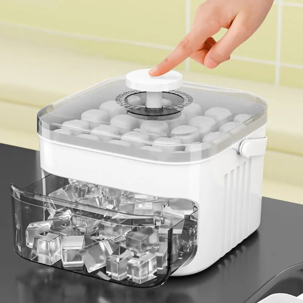 Portable Ice Cube Tray with Lid & Bin Ice Maker Double-layer Ice Cube Tray for Whiskey, Cocktail, Coffee Drinks, Beer