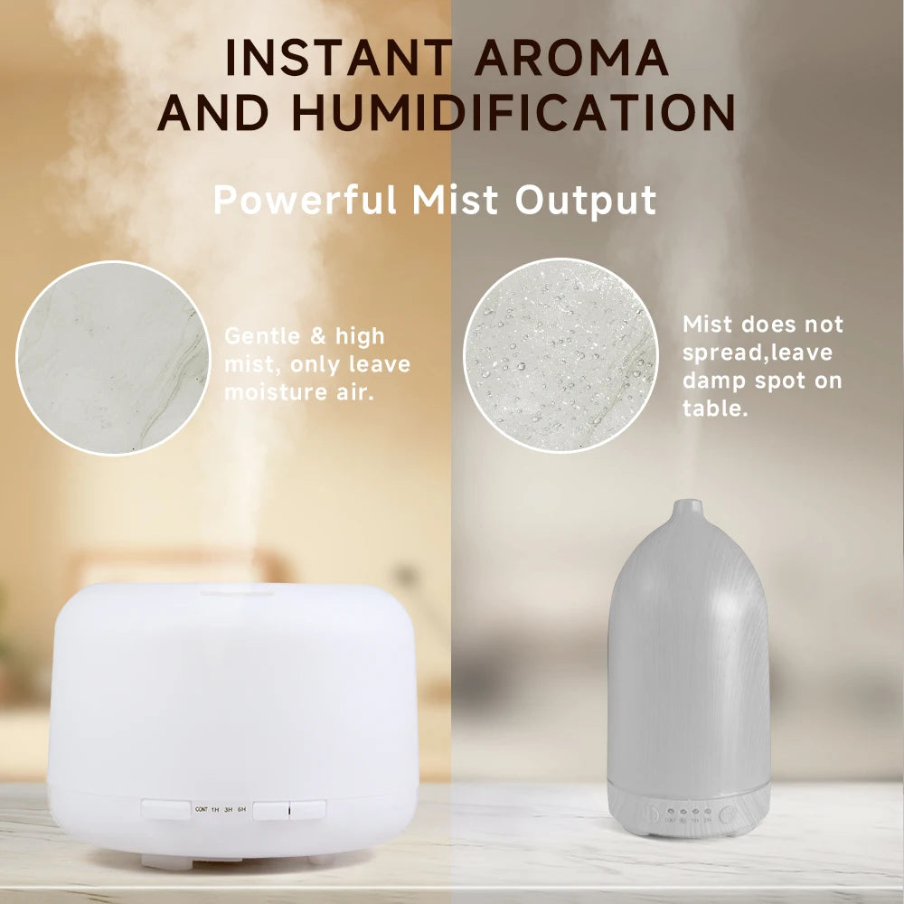 500ml Essential Oil Diffuser Quiet Aromatherapy Mist Diffusers Ultrasonic Remote Control Air Humidifier with Timing Function