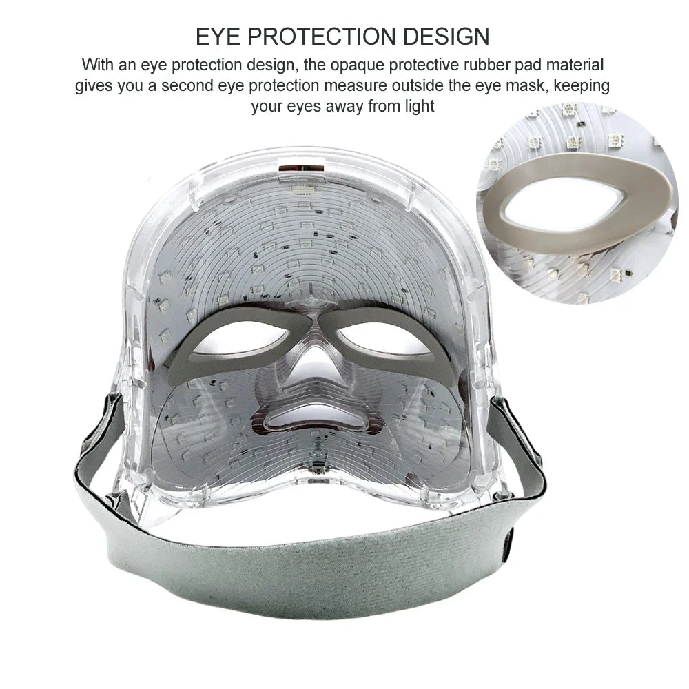 LED Face Mask Light Therapy 7 Colors Light Therapy Mask Skin Rejuvenation Tightening for Skin Care Anti Acne Wrinkles Whitening