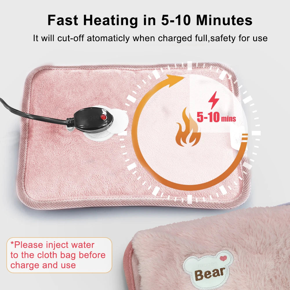 Hand Warmer Electric Hot Water Bag Soft Hand Heater Fast Heating Warm Water Bag Winter Rechargeable Warm Hand Bag Hands Warmer