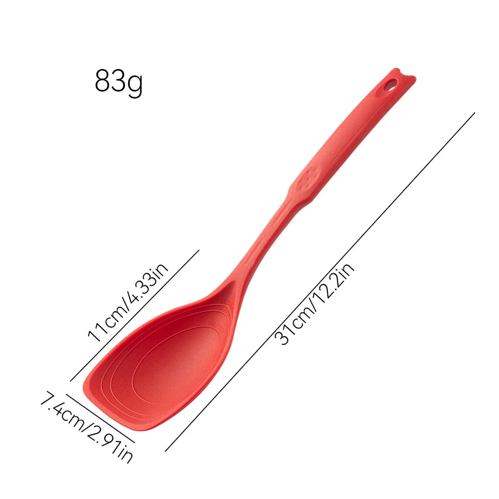Silicone Spoon Multi-use Hold Comfortable Non-slip Round Handle Large Cooking Utensils Mixing Spoon Silicone Tableware Scoop