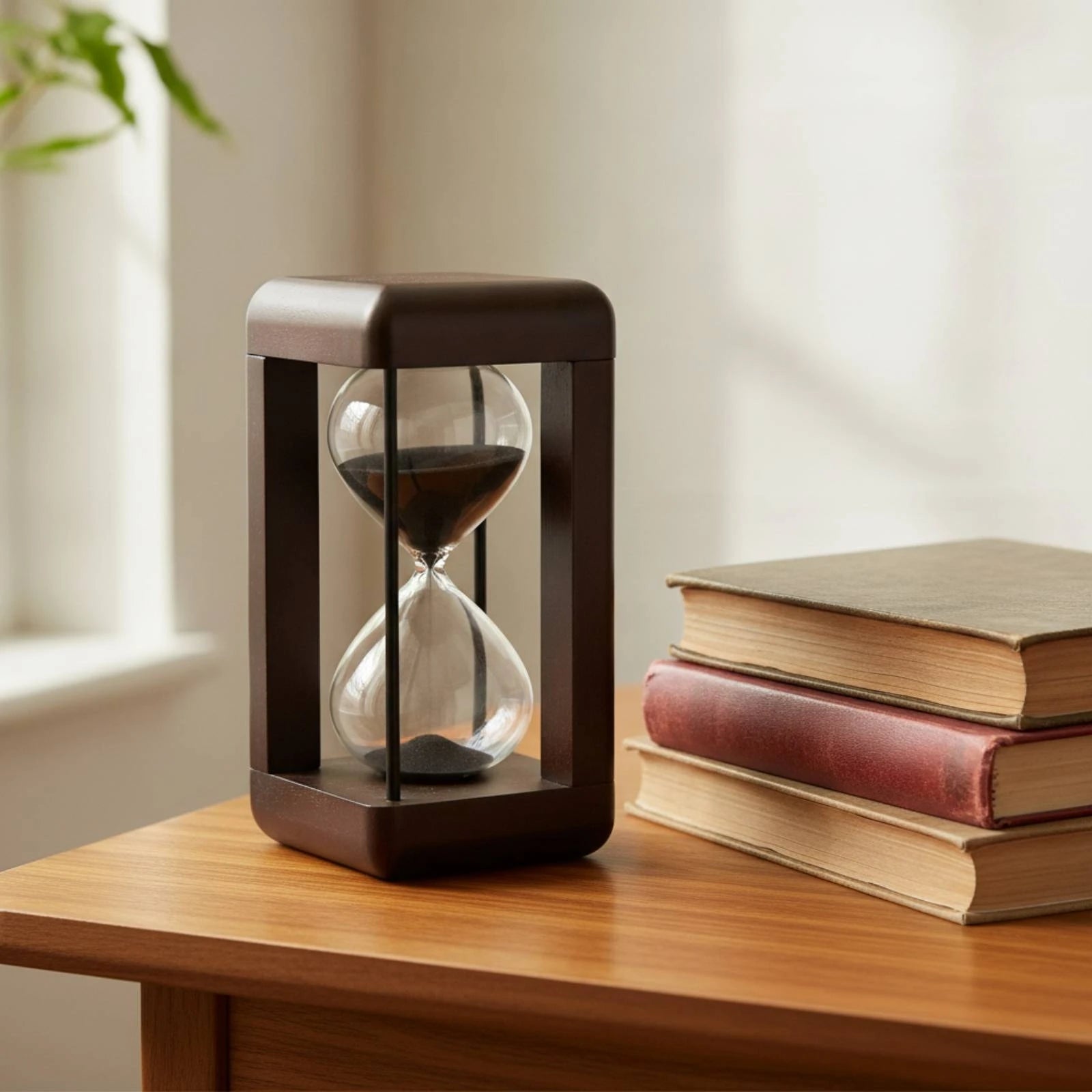 Hourglass with Wooden Frame Decorative Hourglass Timer Sand Glass Classy Large for Desk, Office
