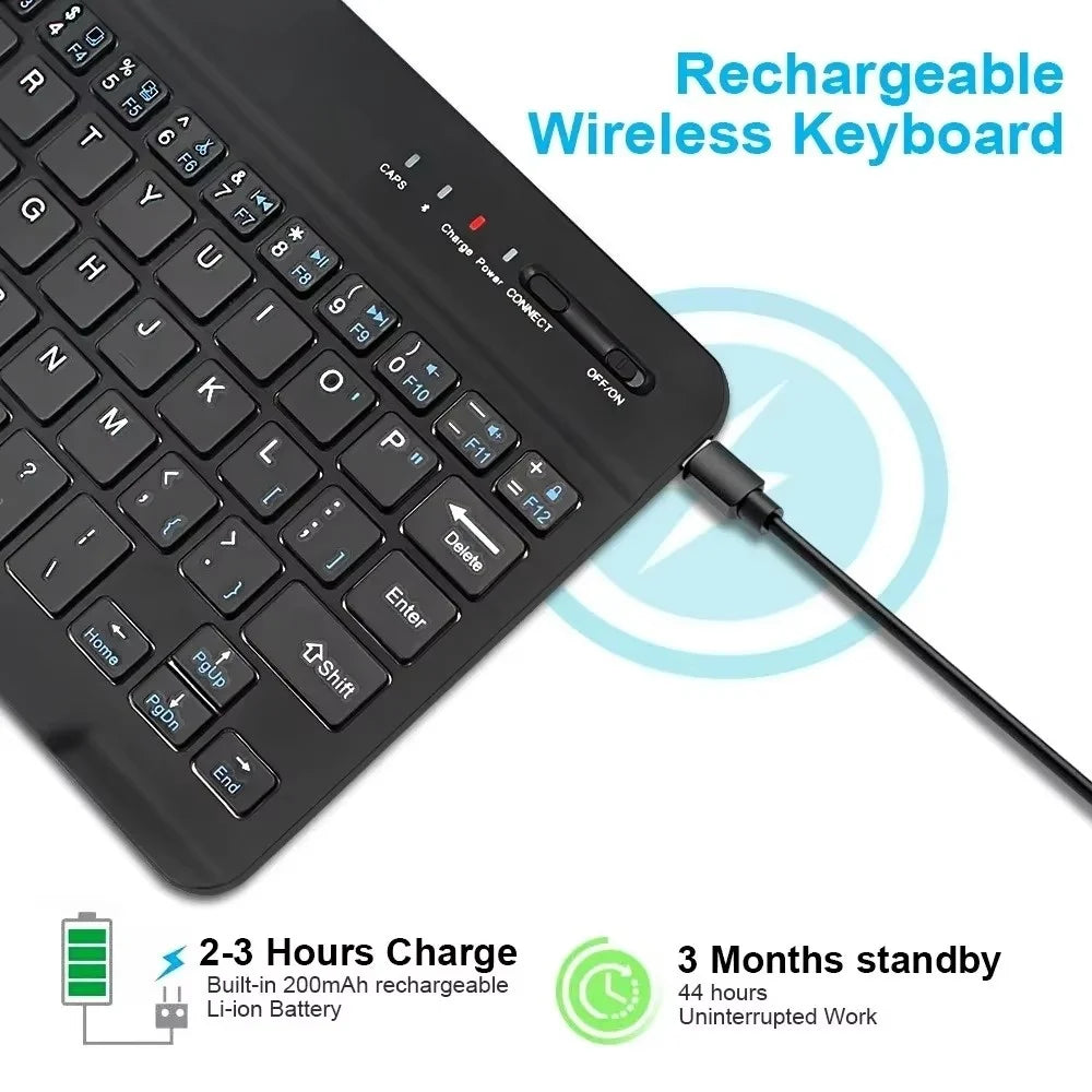 7/10 Inch Bluetooth Wireless Rechargeable Keyboard For iPad Pro Tablet Mobile Phone Laptop Android iOS Windows For Laptop Tablet