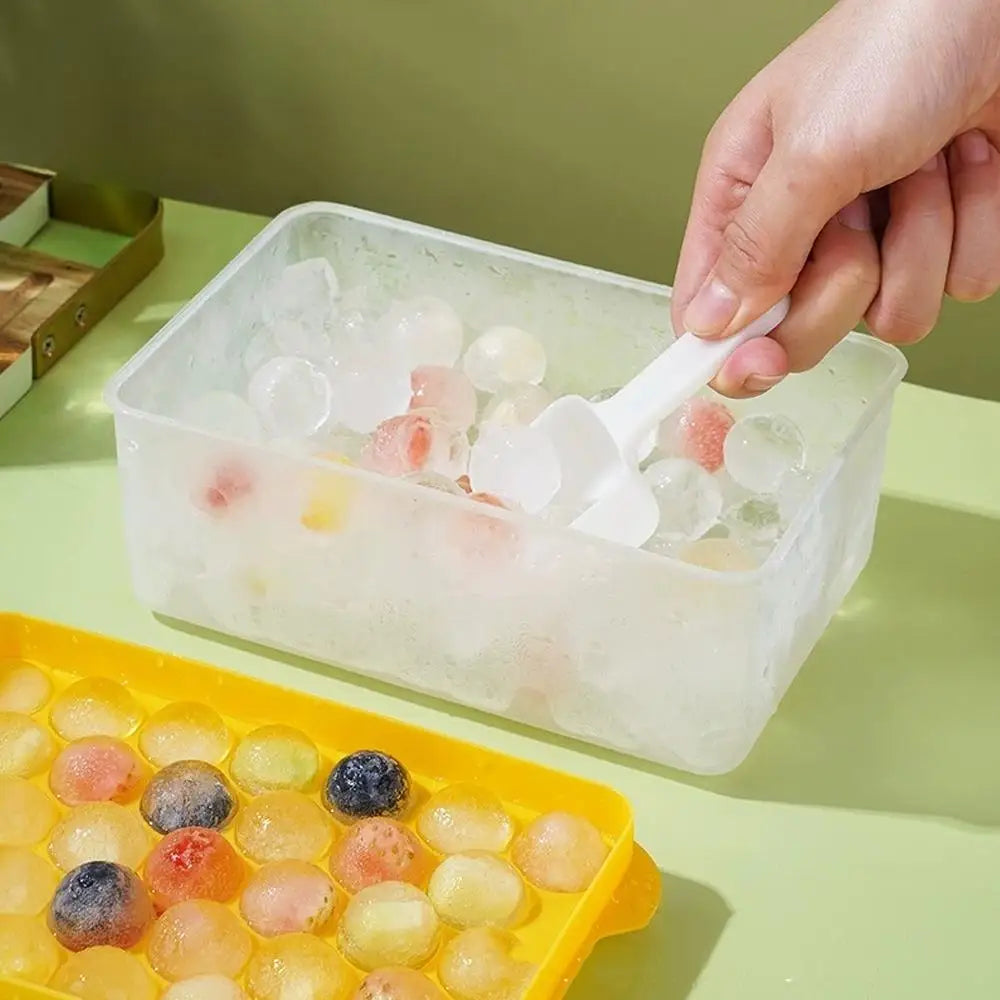 Ice Cube Tray With Lid And Storage Box Round Ice Cube Tray Easy Press Release Silicone Ice Mold, Reusable Freezer Ice Making To