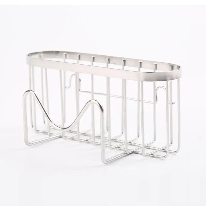 Sink Organizer - Stainless Steel Suction Sponge Stand - Fast-Draining, Easy-Clean Holder with Hook for Modern Kitchens