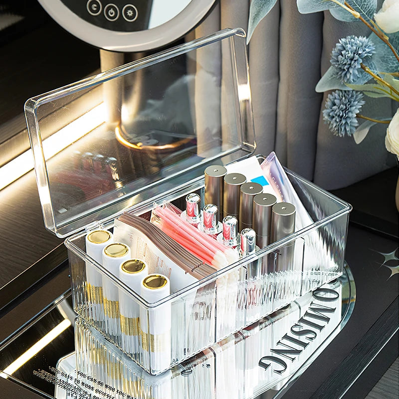 Eyelash Storage Box with Lid Desktop Cosmetics Organization Tool Acrylic Transparent Case Holder Exclusively For Makeup Supplies