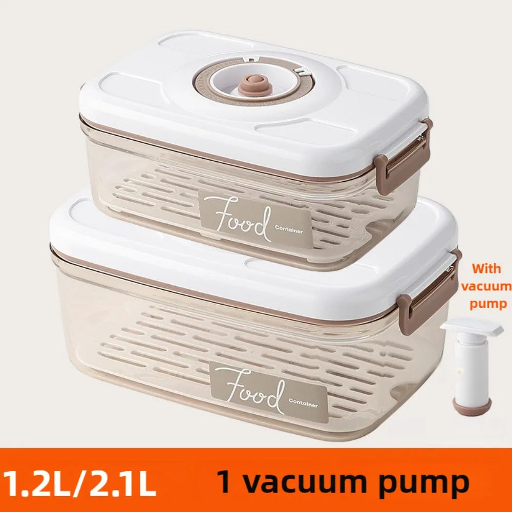 Food Vacuum Storage Box Airtight Container - Reusable Kitchen Storage Box with Drain Net and Vacuum Pump To Keep Food Fresh