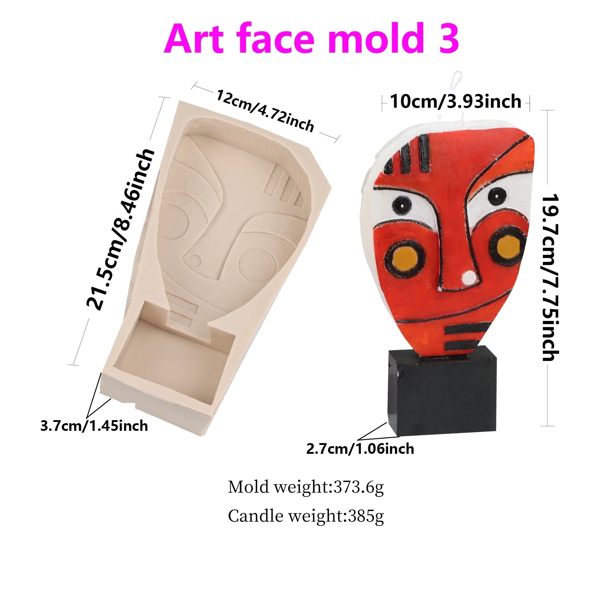 Handrafted Stone Face Candle Mold Abstract Sculpture Kiss Lover Vagan 3D Human Face Resin Tool Abstract Big Kiss Face Home Decor