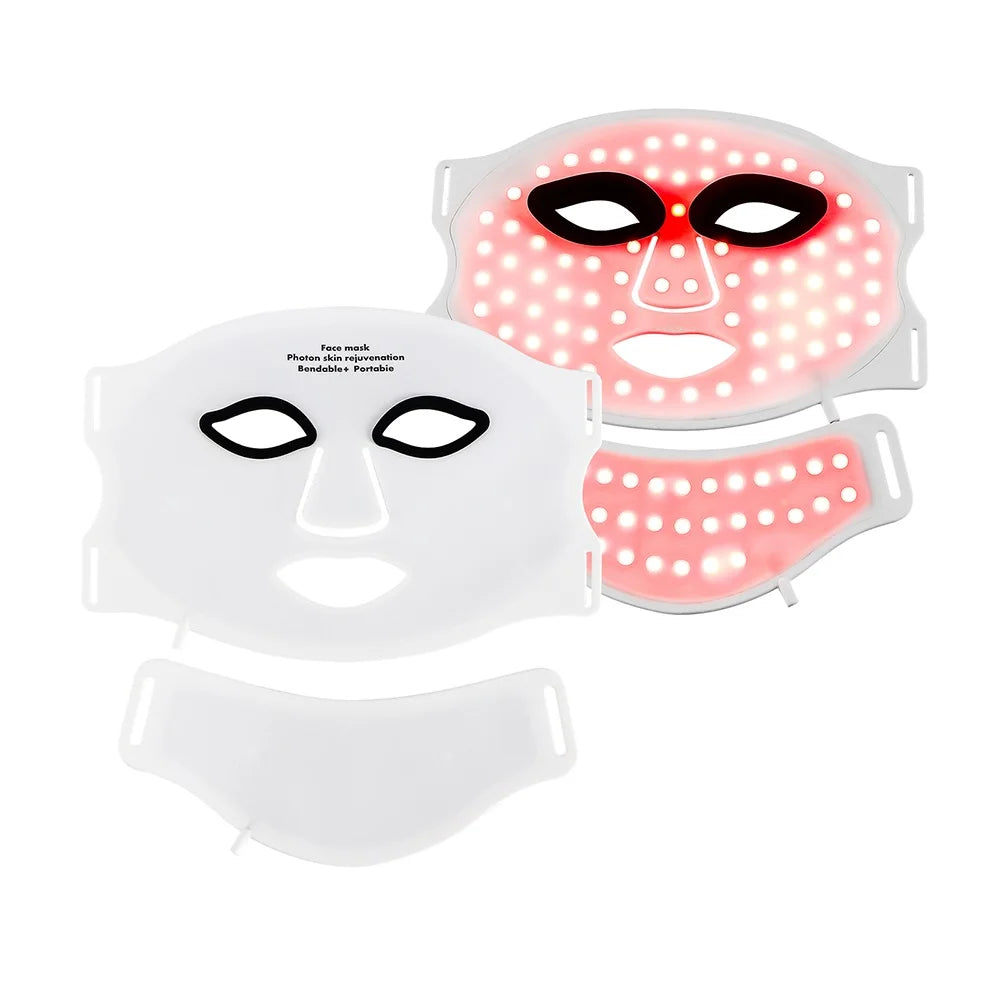 Wireless LED Face Mask with Neck 7 Colors LED Silicone Mask Photon Beauty Mask Skin Tighten Repair Skin Flexible Facial Mask
