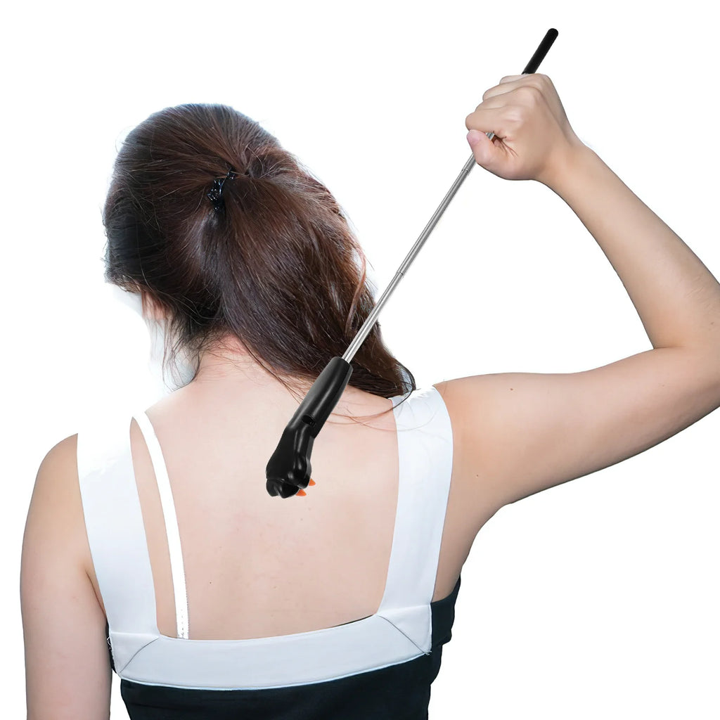 Orange Retractable Back Scratcher Claw Long Handle Durable Portable Scratch Tool Comfortable Itching Relief Device For