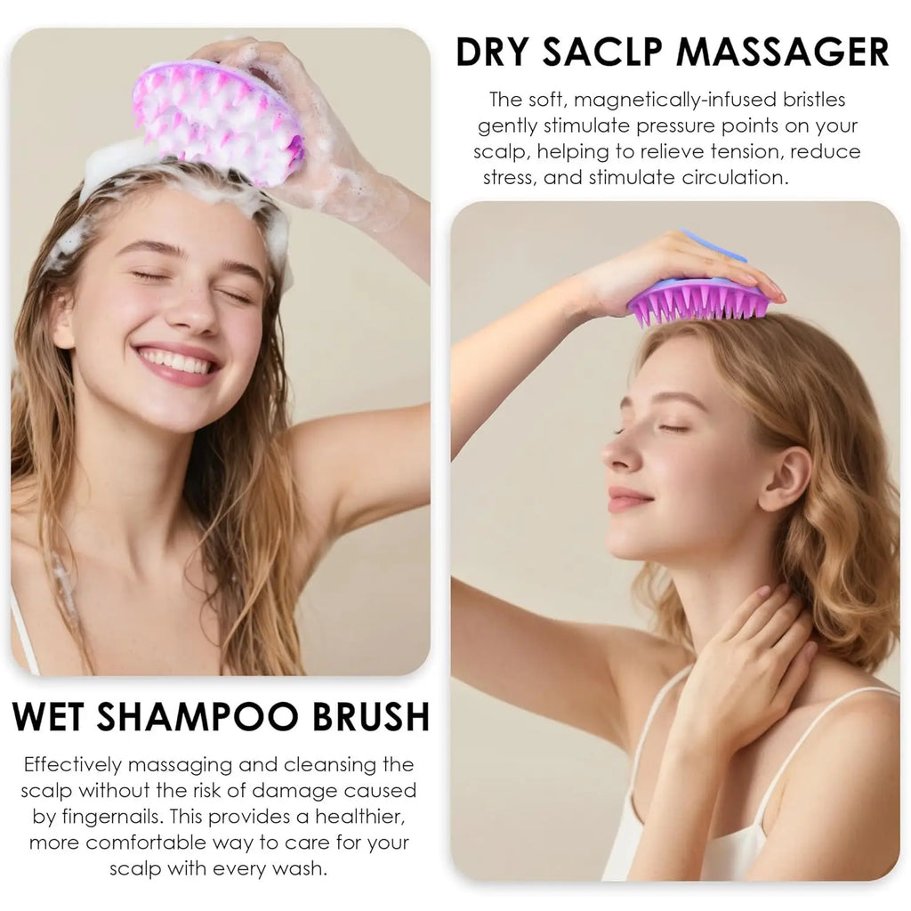 Silicone Scalp Scrubber for Hair Washing – Soft Thick Bristles, Palm-Sized Shampoo Brush for Wet or Dry Scalp Massage, Improves