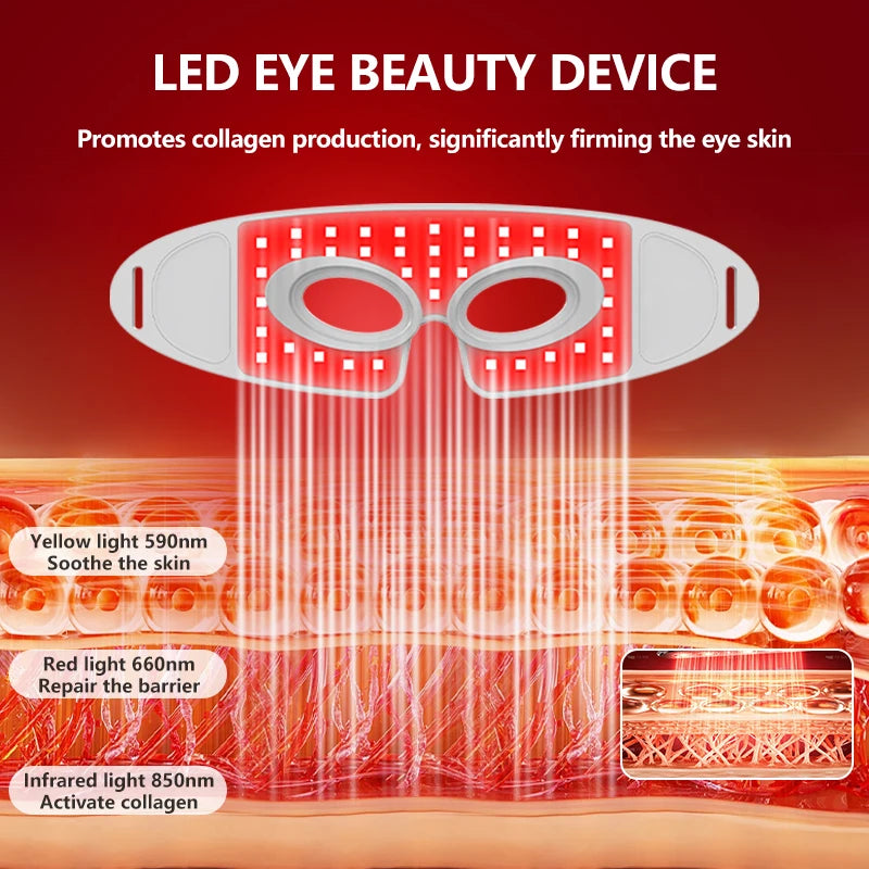 LED Eye Mask, 3 Modes Red Light Therapy, Soothe skin, Lifting Facial Quality, Reduces Dark Circles, Full Eye Coverage, For Women