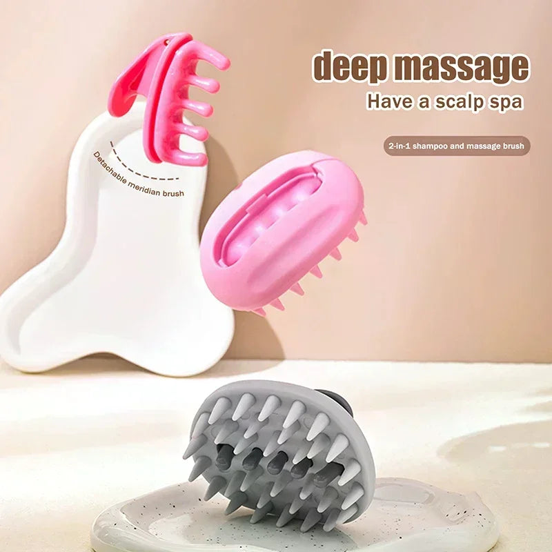2-In-1 Shampoo Brush Head Scalp Massage Comb Hair Washing Comb Body Massage Brush Bath Shower Brush Salon Hairdressing Tool