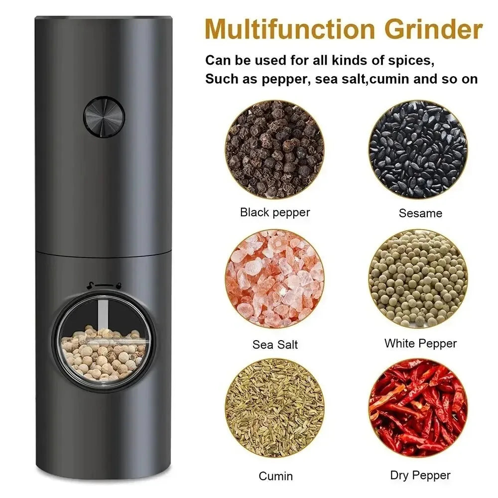 Electric Spices Grinder With Adjustable Coarseness Battery Powered Salt and Pepper Grinder Hand-held Automatic Mill Grinder