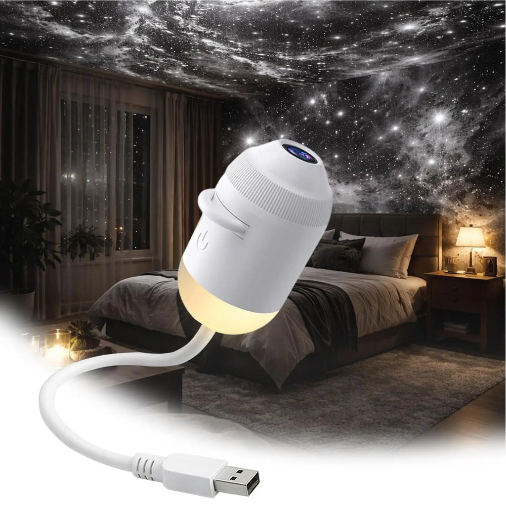 Galaxy Projector Night Light Adjustable Brightness USB Light 360 Degree Rotating Galaxy Lamp Projector with 24 Film Slides