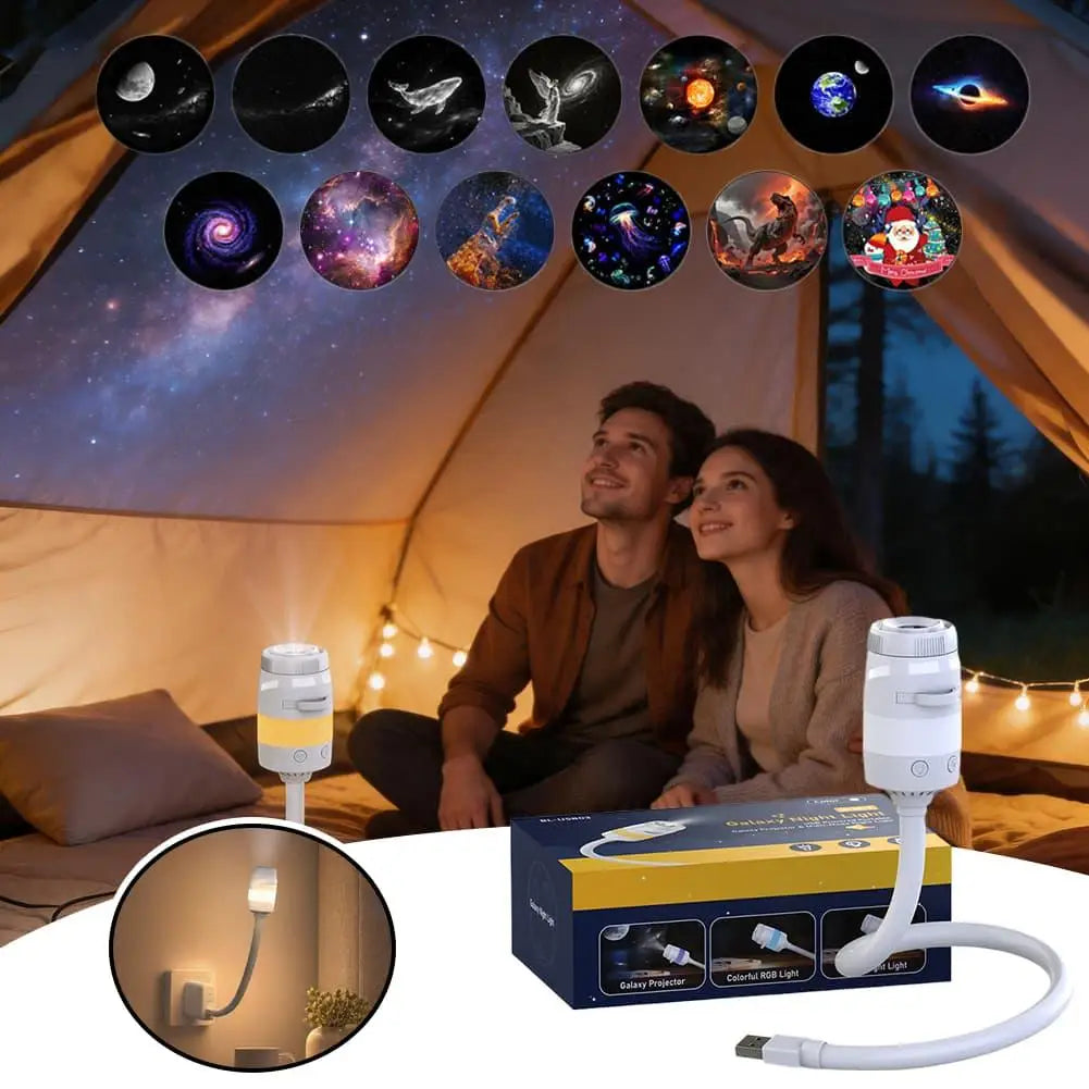 Galaxy Projector LED USB Night Light With 1-13pcs Scenes Adjustable Light Large Range Projection Ambient Lamp For Home Decor