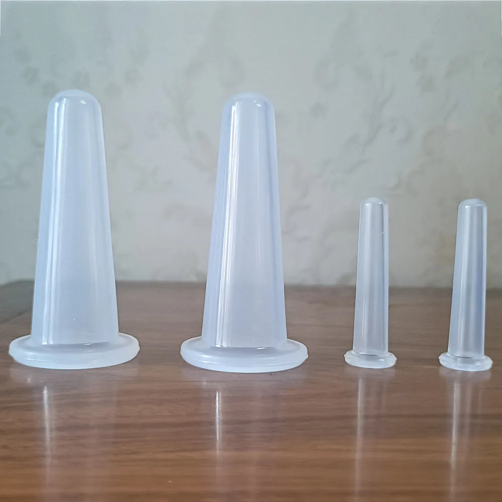 4PCS Silicone Vacuum Cupping Massage Jars Anti Cellulite Massage Facial Suction Cups Face Neck Lift Skin Scraping Beauty Tool
