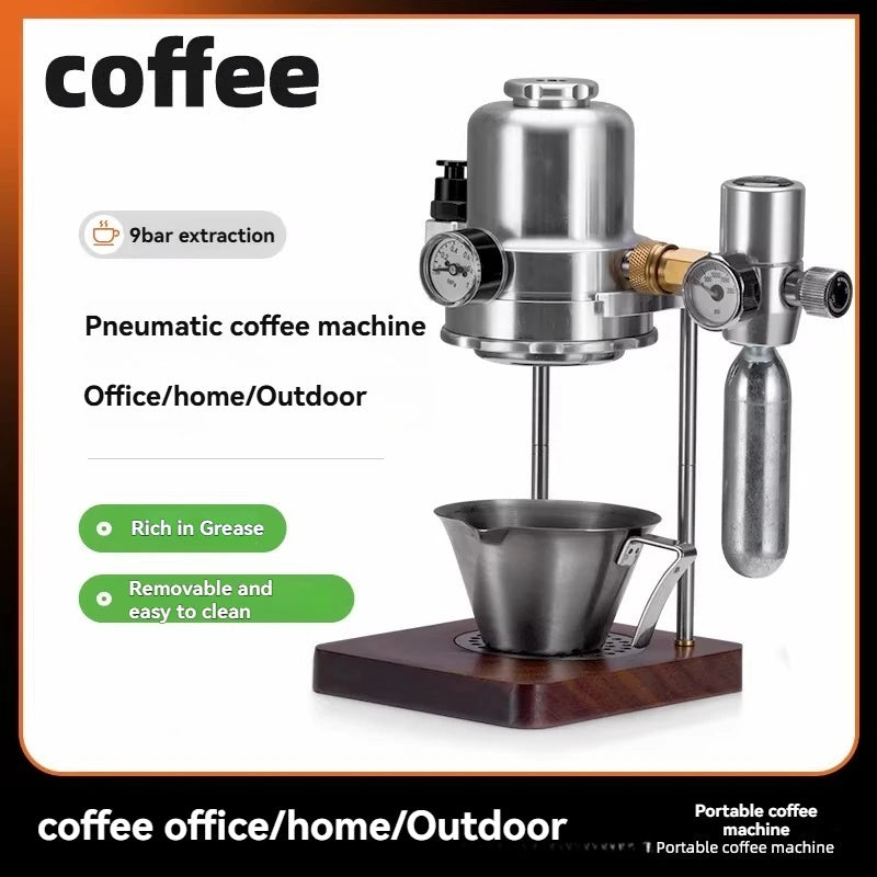 New Portable Manual Espresso Coffee Maker, Mini Air Pump Pneumatic Machine for Camping Office Home, Compact Metal Body