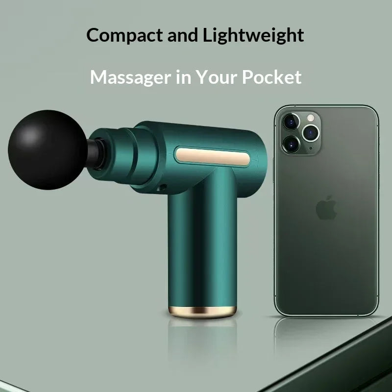 Mini Massage Gun Electric Percussion Muscle Relax Gun Portable Fitness Body Pain Relief Massager With 4Replacement Massage Heads
