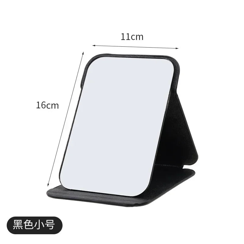 Standing Makeup Mirror Folding Makeup Mirror High-quality Portable Desktop Makeup Mirror Single-side Creative Women Solid Color