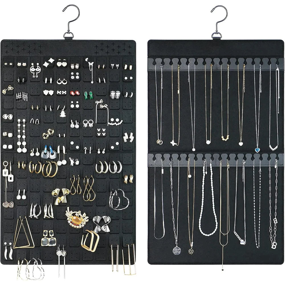Jewelry Holder Organizer, Hanging Jewelry Organizer Dual-Sided Earring Organizer Display for 300 Pairs of Earrings and Necklace