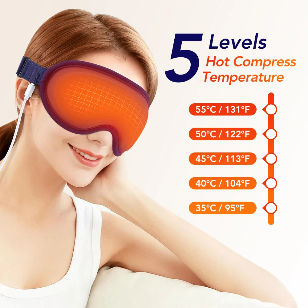 USB Eye Massager Vibration Heated Eye Mask Office Eye Strain Relief Blackout Warm Compress Eyemask Travel Sleep Mask