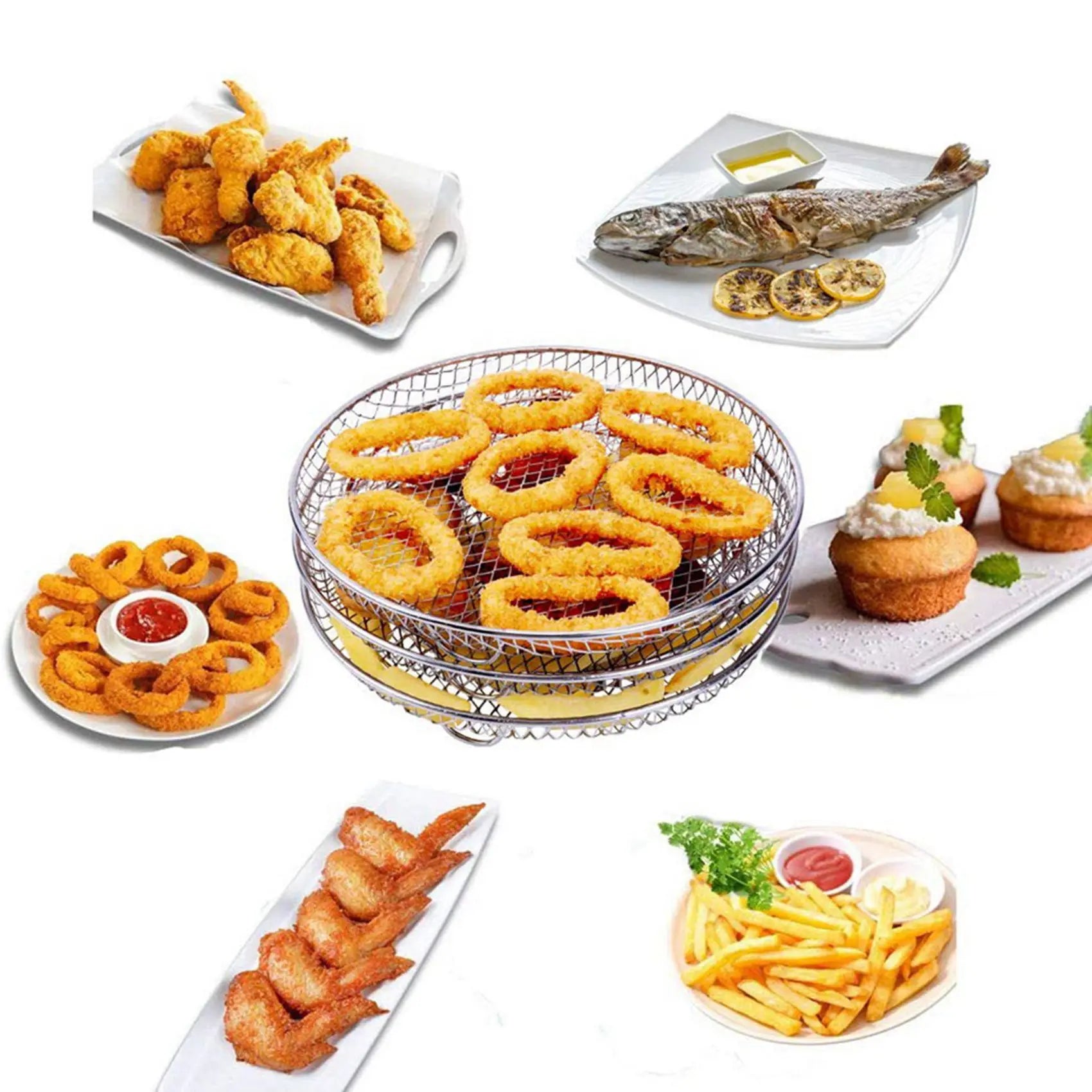 A98G-6X Air Fryer Accessories Three Stackable Racks For Gowise Phillips USA Cozyna Ninja Air Fryer,Air Fryer Rack