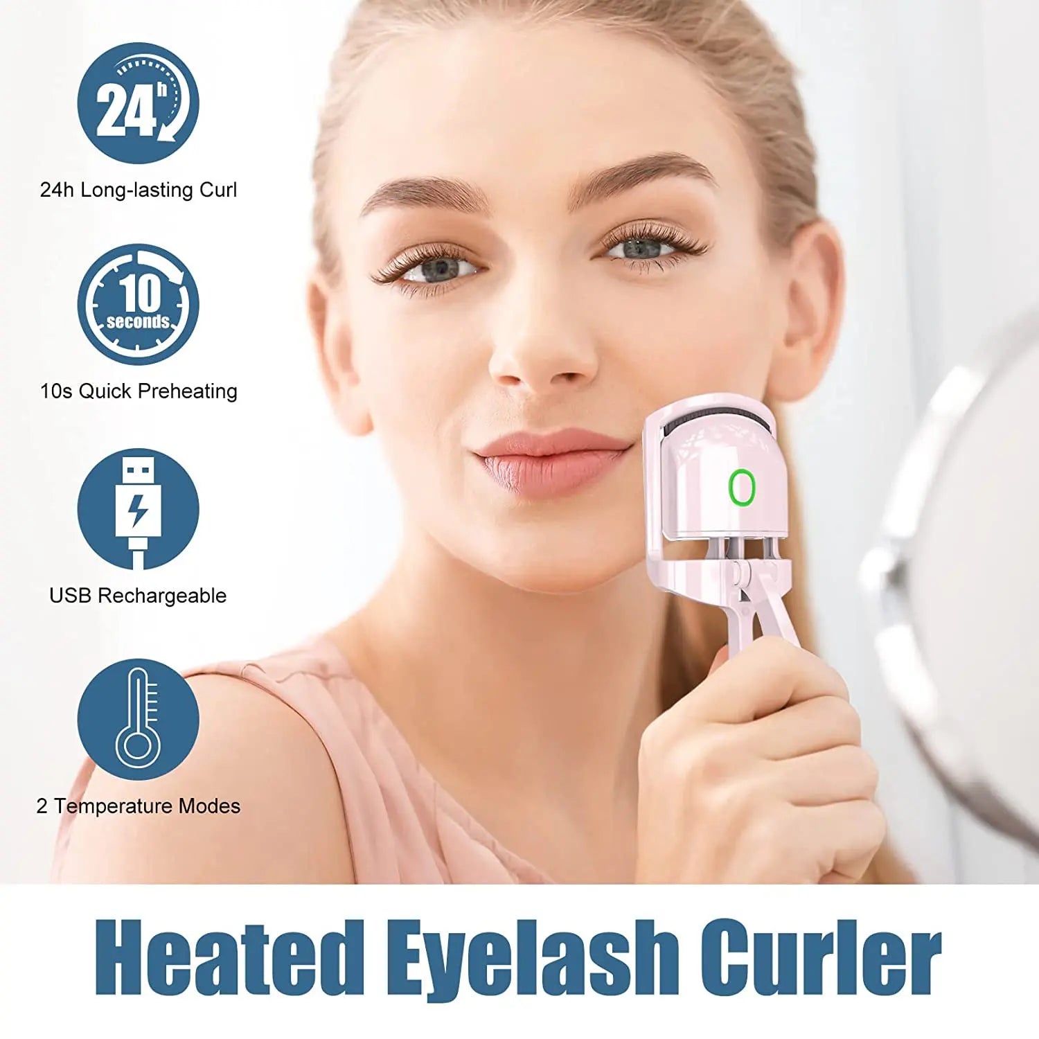 Mini Electric Heated Eyelash Curler USB Rechargeable Styling Eyelash Long Lasting Natural Eyelash Curl Beauty & Makeup Tools
