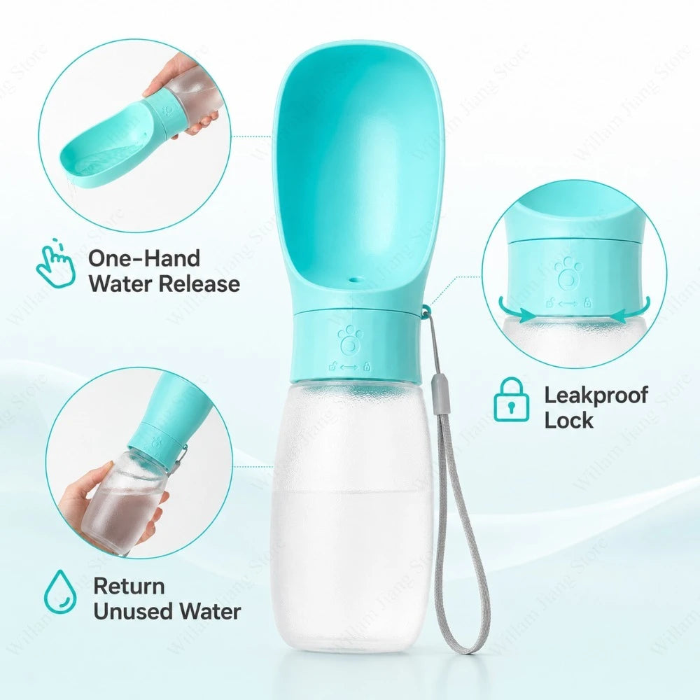 1PC 300ml 500ml Travel Pet Water Bottle Integrated Drinking Bowl Portable Dispenser for Dogs Cats Outdoor Travel and Activities