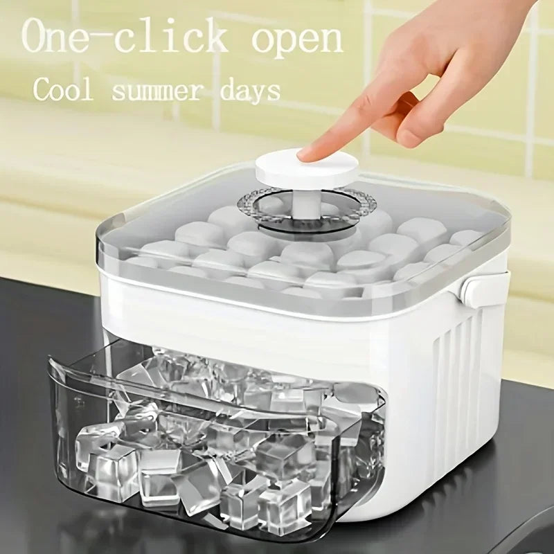 2-Layer Ice Cube Tray with Lid, Large Capacity & Space-Saving, Perfect for Small Freezers. Easy Make & Store.