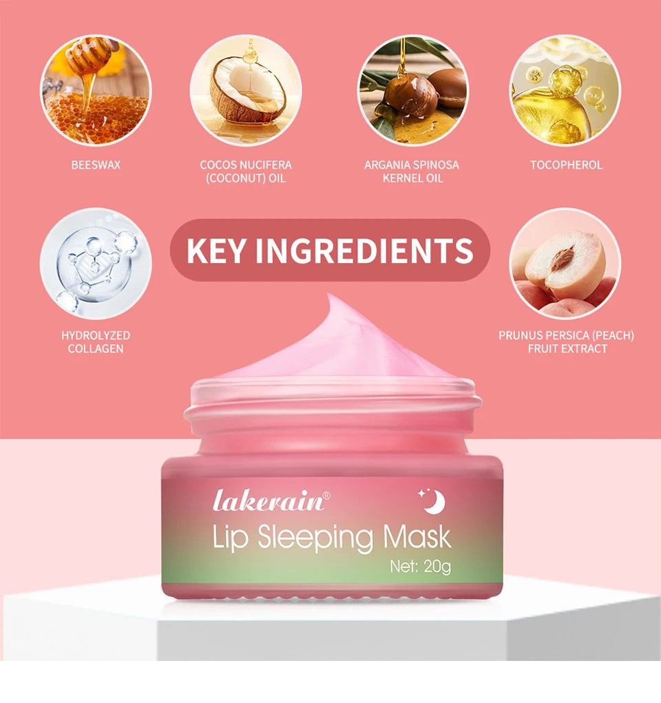 Lakerain Moisture & Collagen Booster Lip Sleeping Mask - Treatment to Restore, Hydrate & Plump Dry Chapped Lips