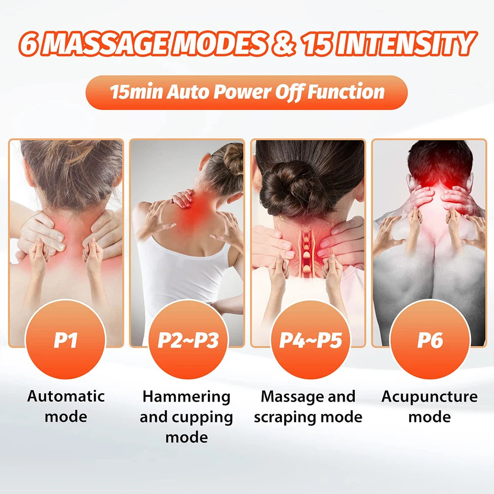 Mini Hanging Neck Massager Portable Muscle Stimulator Hot Compress Pulse Neck Massager Rechargeable Cervical Spine Massager