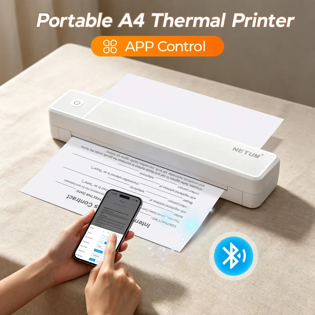 Mini A4 Thermal Printer Support Android IOS For Travel Work Home Inkless Machine US-letter Portable Bluetooth Printer