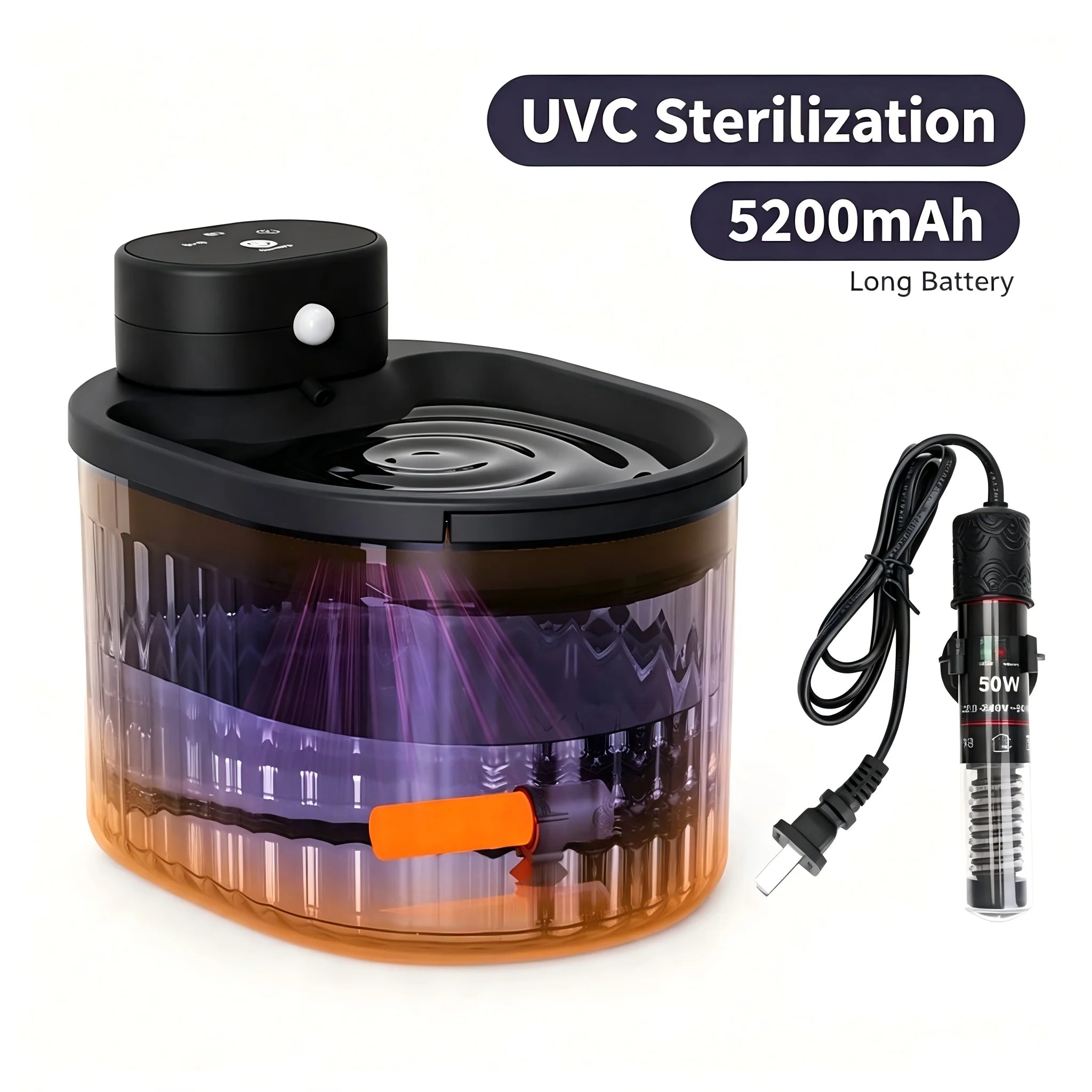 Cat Water Fountain with Auto Filter Transparent Anti-Dry Burning Recirculating Dispenser Includes Pump for Cats