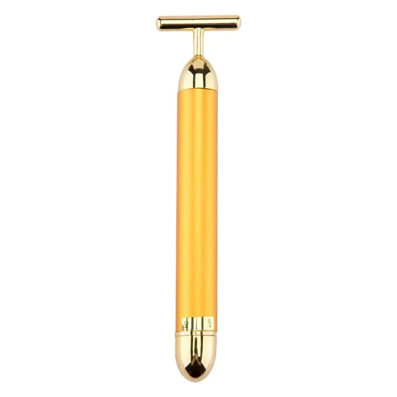 Face Lift Bar Roller Vibration Slimming Massager Facial Stick Facial 24k Gold Beauty Skin Care T Shaped Vibrating Tool