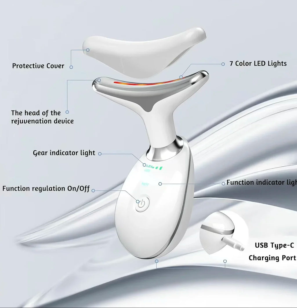 7 Color Neck Face Lifter Ems Neck Face Lifting Massager Skin Tighten Device Led Photon Therapy Anti Wrinkle Double Chin Remover