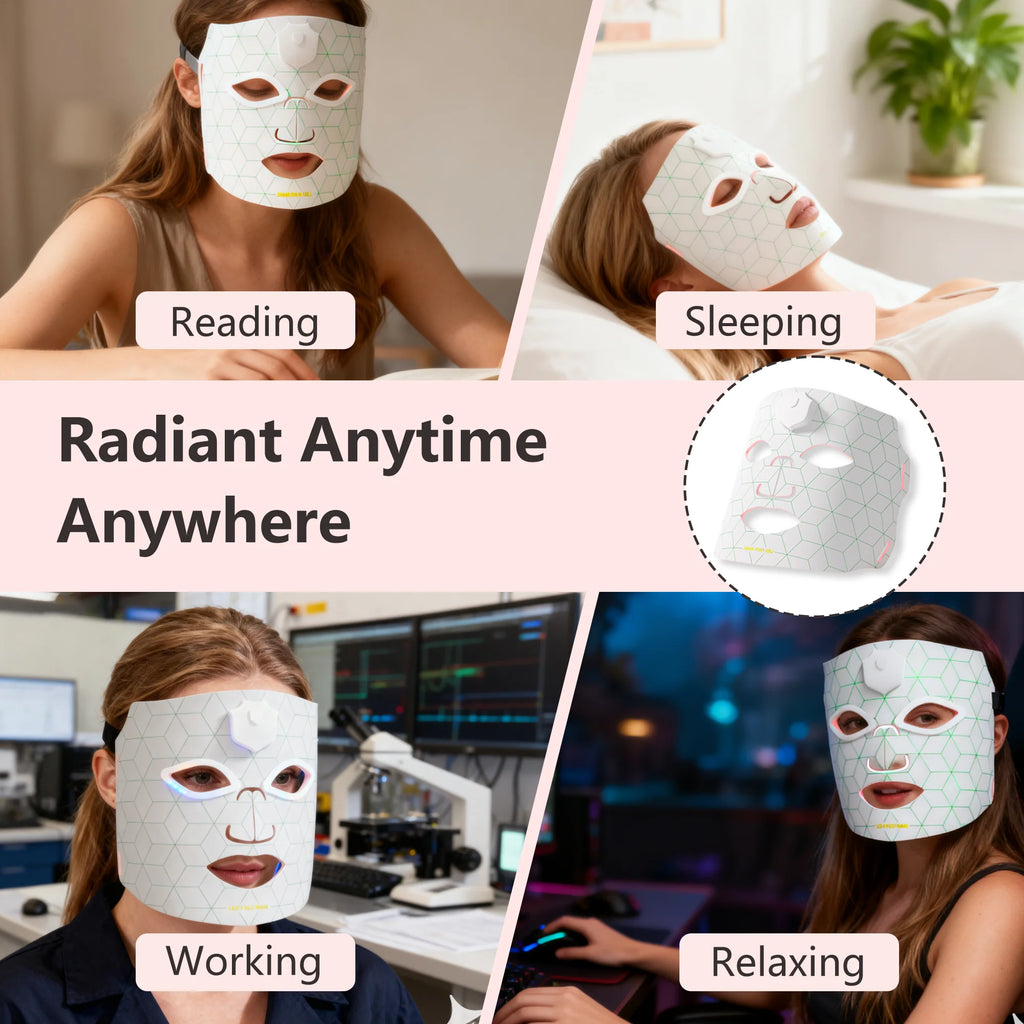 New JVV 7-Color LED Red Light Phototherapy Rejuvenation Mask LED Red Light Infrared Silicone Soft Mask Skin Care Device