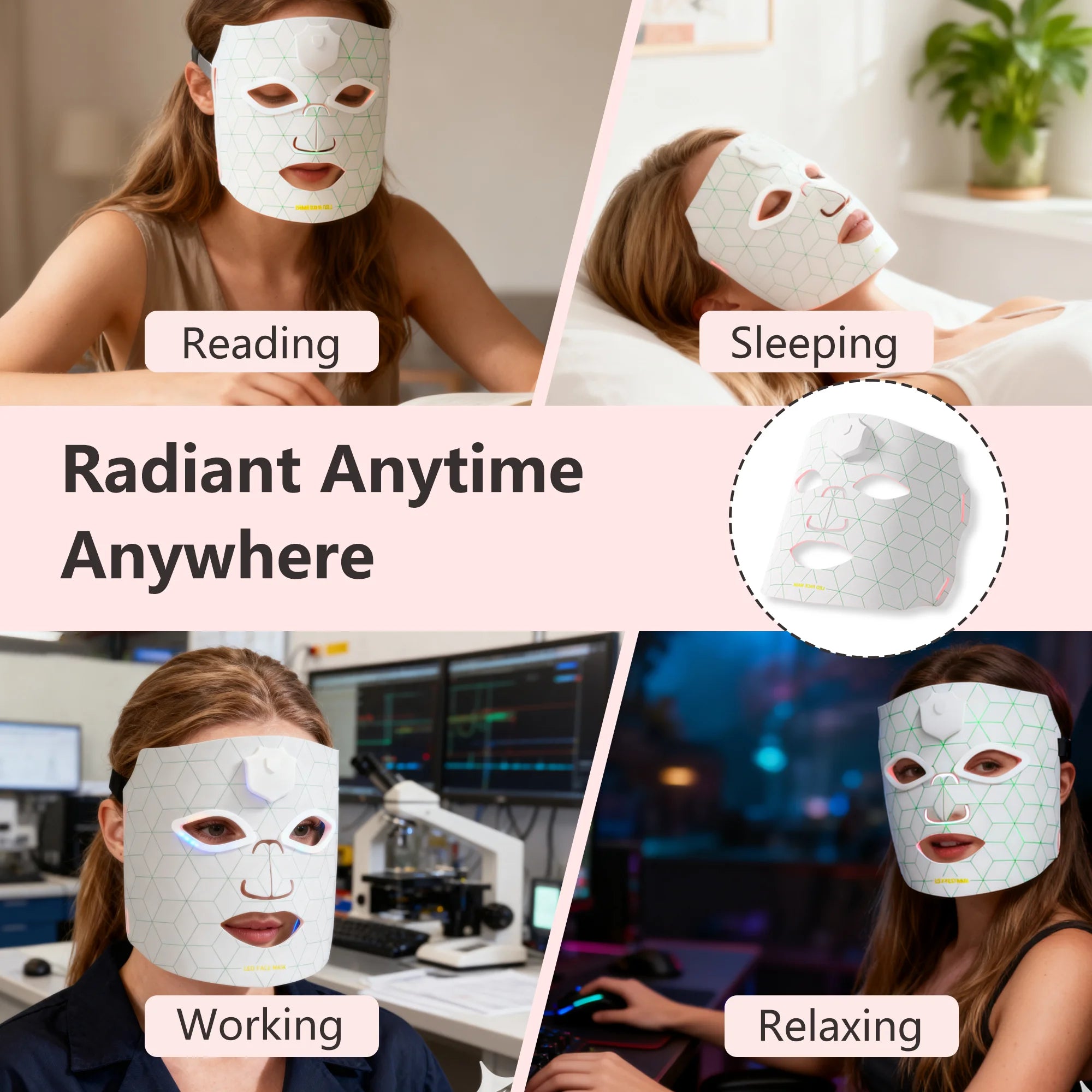 New JVV 7-Color LED Red Light Phototherapy Rejuvenation Mask LED Red Light Infrared Silicone Soft Mask Skin Care Device