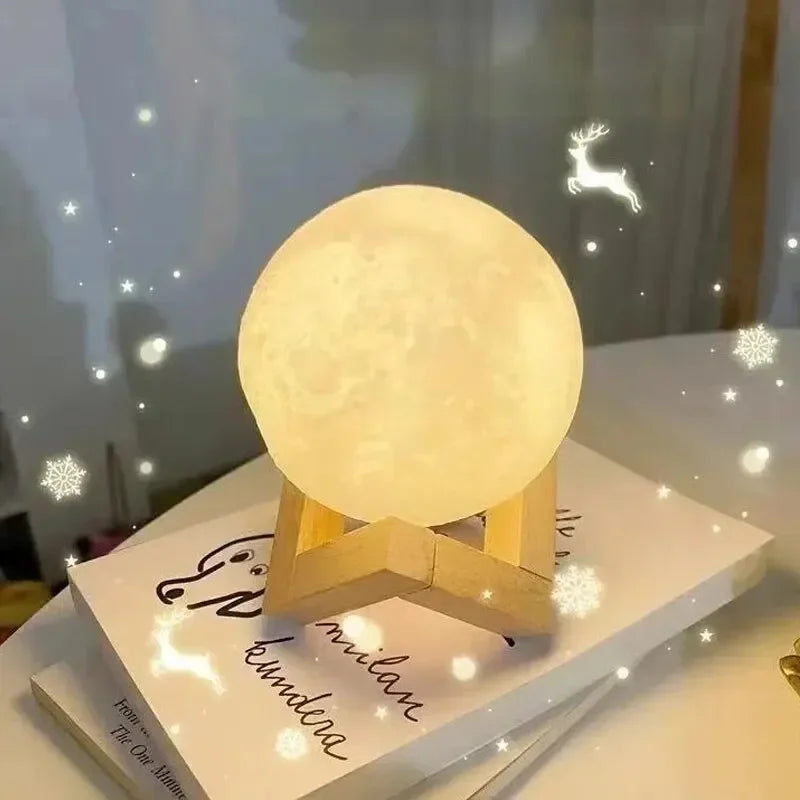 LED 8cm Moon Lamp Night Light Galaxy Night Light Art Painting Graffiti Birthday Gift Bedroom Living Room Decoration