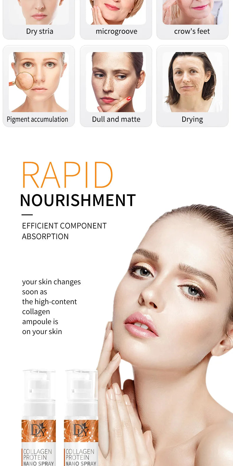 Collagen Protein Nano Spray Wrinkle Remover Original Solution Spray Firming Lifting Moisturizing Dark Spot Improvement Skin Care