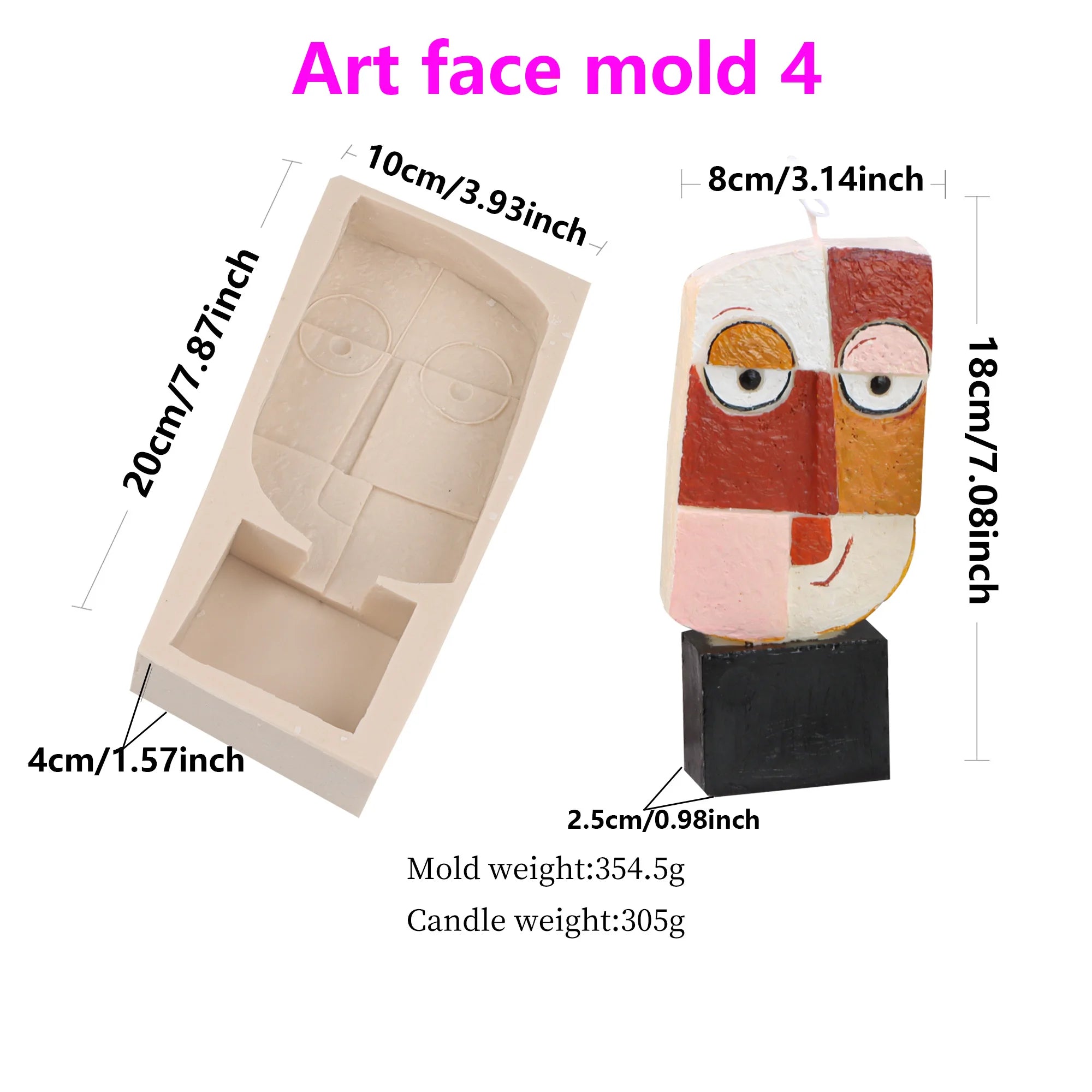 Handrafted Stone Face Candle Mold Abstract Sculpture Kiss Lover Vagan 3D Human Face Resin Tool Abstract Big Kiss Face Home Decor