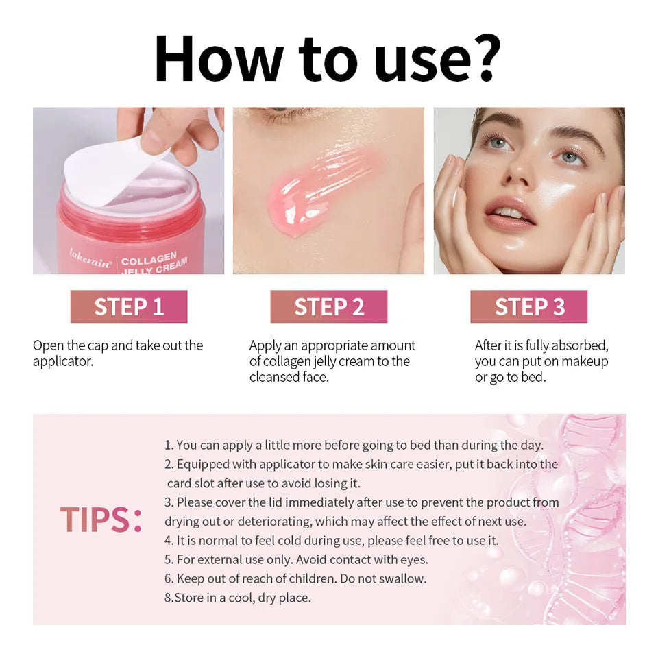 100ml Collagen Jelly Face Cream, Moisturizing Firming Anti-Aging, Brightening Wrinkle Remover Skin Care