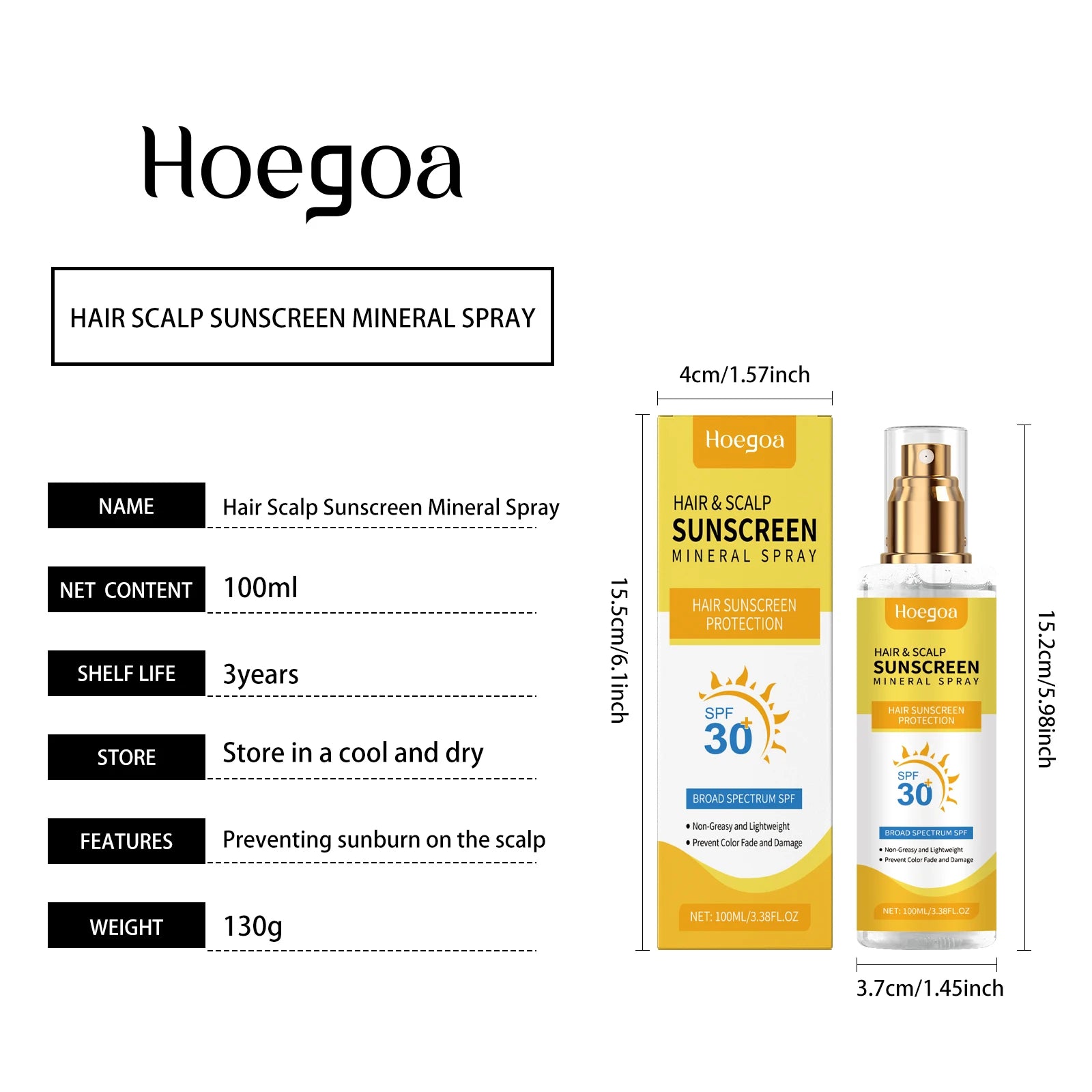 Scalp Protection Sunscreen Spray Gentle Care Nourish Hair Scalp UV Protection Prevent Dyed Hair Fading Ideal For Dry Hair
