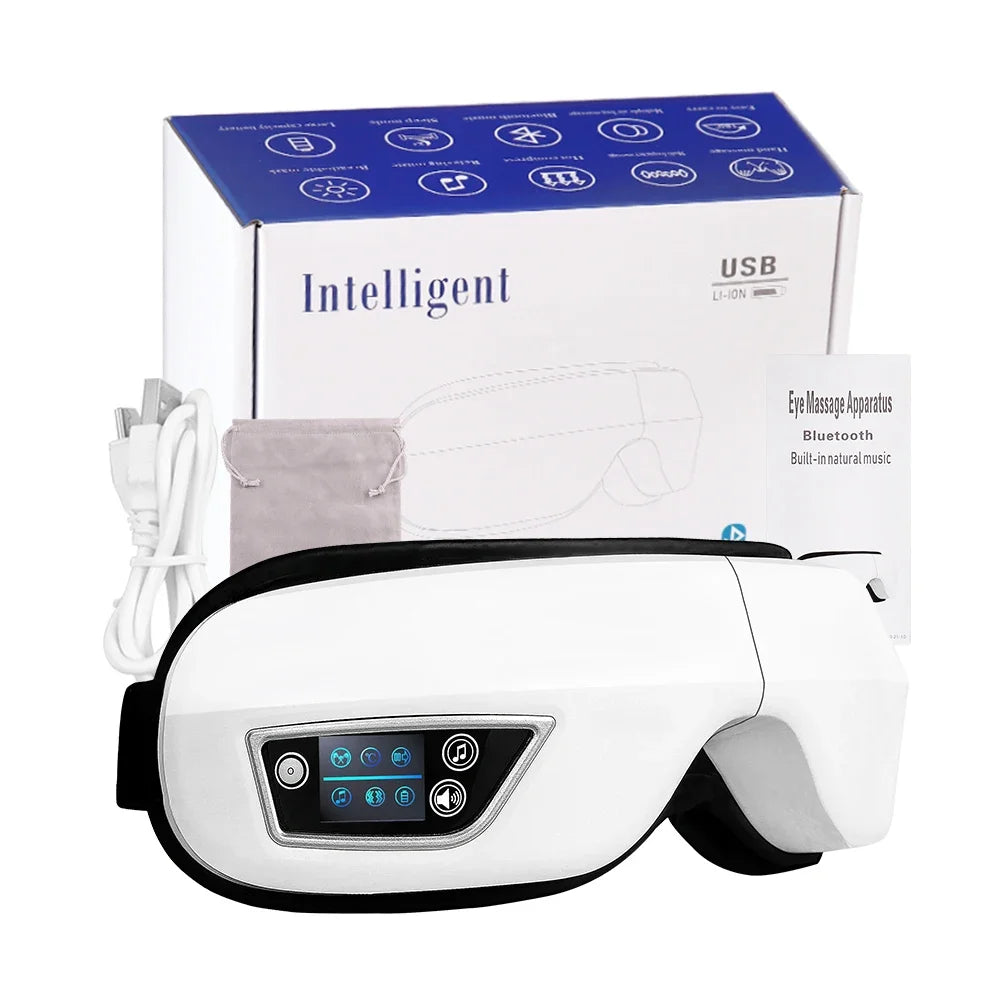 Eye Massager with Heat Vibration Eye Mask Bluetooth Music Airbag Care Device for Eye Strain Relief Dry Improve Sleep Facial